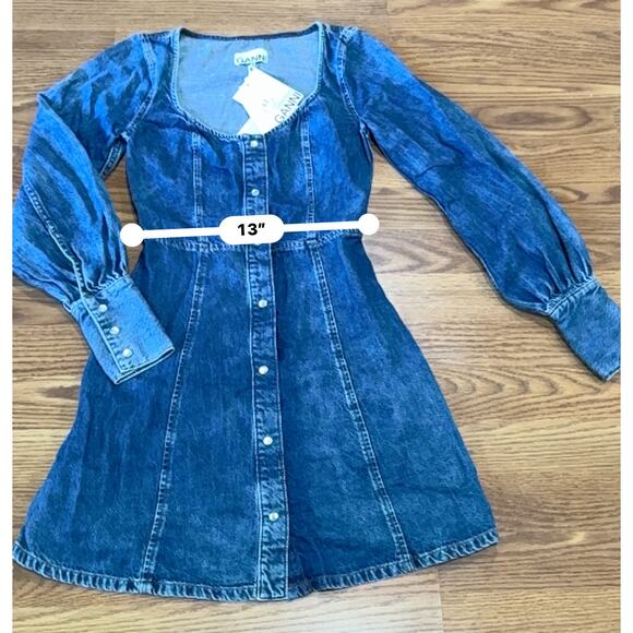GANNI Denim long sleeve mini dress size 32 / US 0 - Picture 5 of 15